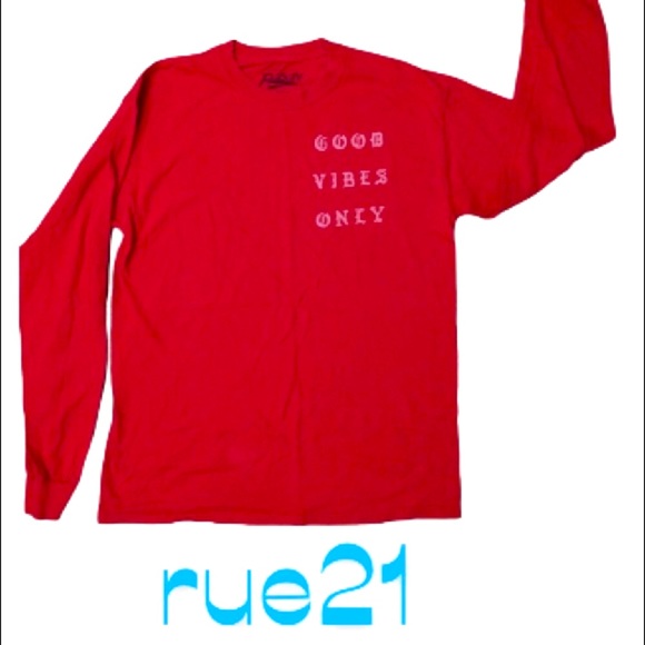 rue21 ‘Good Vibes Only’  red long sleeve - Picture 5 of 8